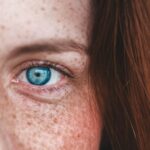 person's blue eye